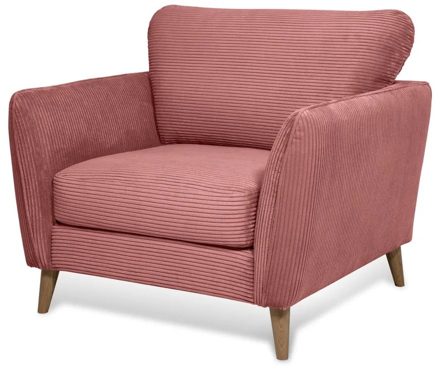 Fotoliu roz cu tapițerie din catifea reiată Paris – Scandic