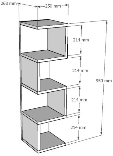 Bibliotecă ALIN 95x25 cm albă