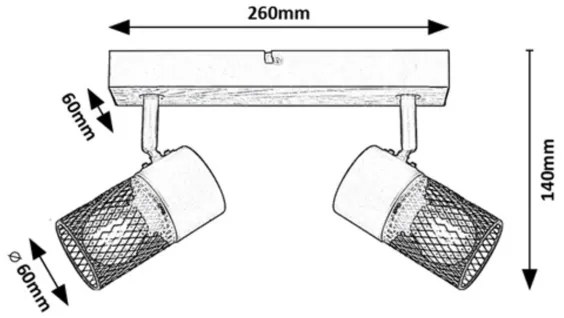 Spot METTA 2xE14/40W/230V stejar Rabalux 71152