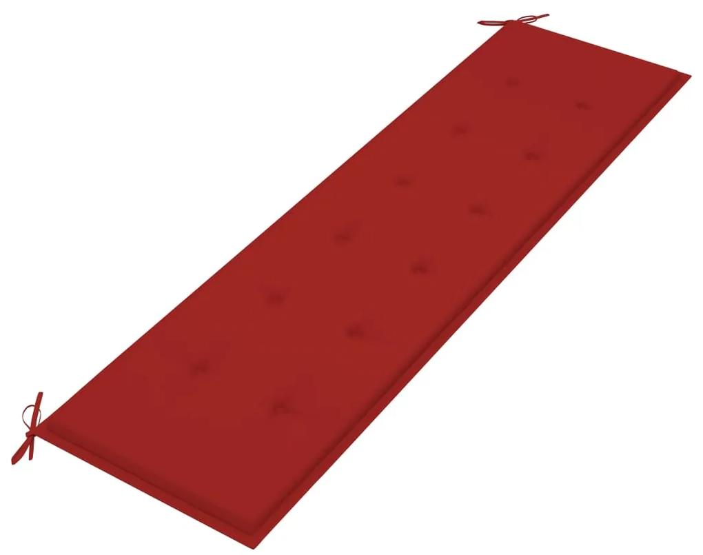 Banca de gradina, cu perna rosie, 175 cm, lemn masiv de tec Rosu, 175 cm