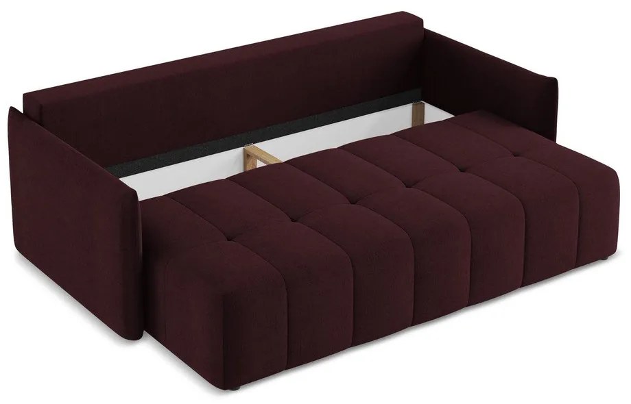 Canapea burgundy extensibilă/cu spațiu de depozitare 225 cm Moku – Makamii