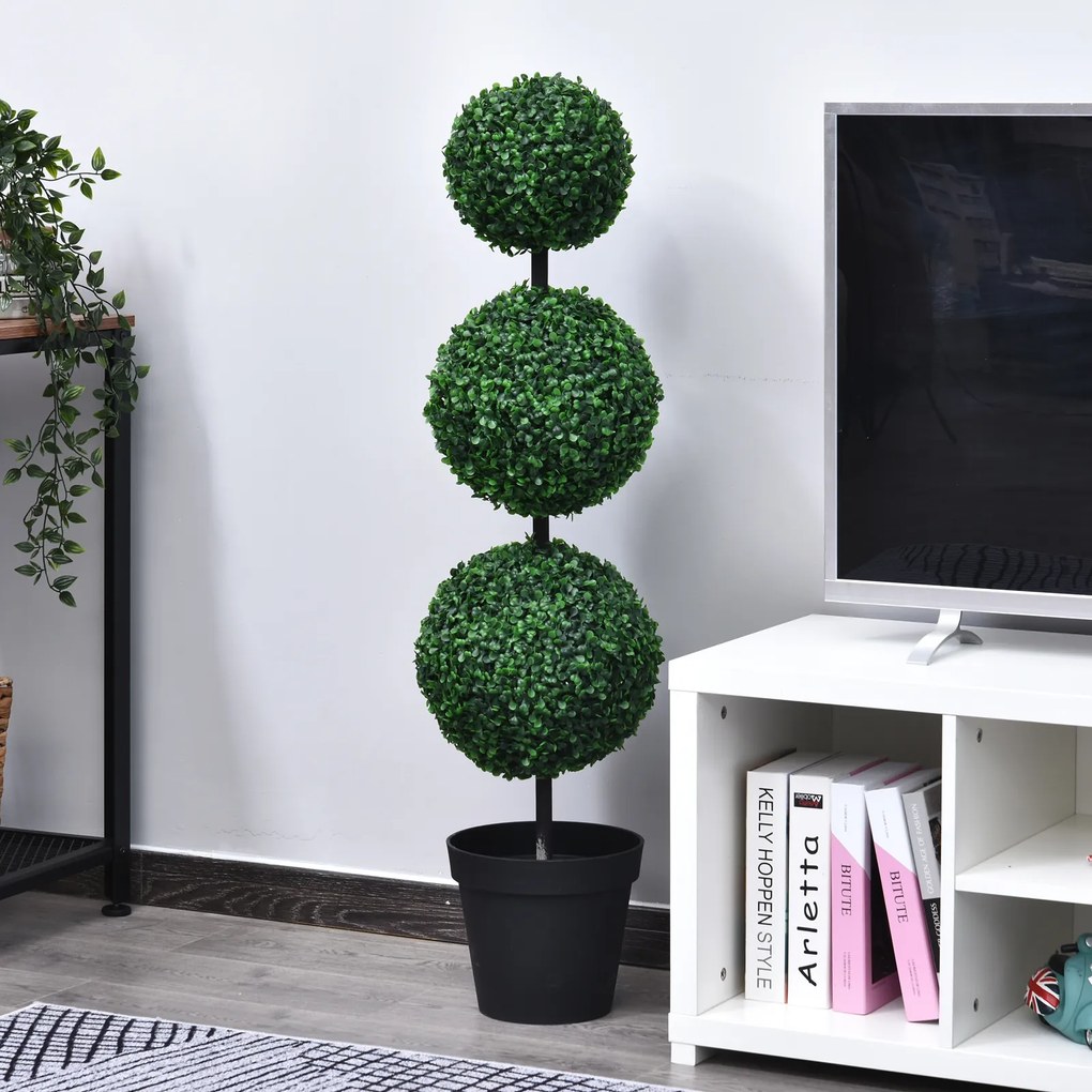 Outsunny Buștean Artificial topiari Artificială în Formă de Bile dim. Ø 30 x 112H cm Verde | Aosom Romania