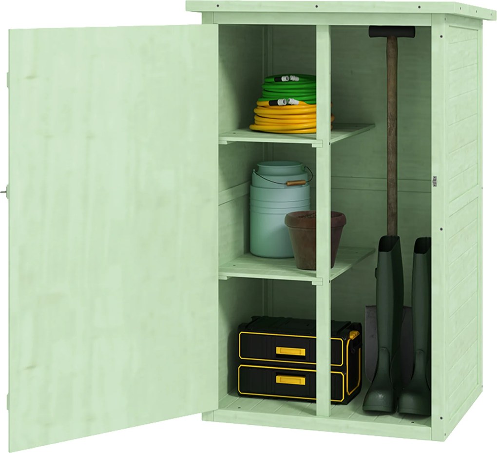 Outsunny Dulap grădină din lemn magazie pentru unelte cu raft ușă încuiabilă placă de bază acoperiș în pantă din asfalt 75 x 56 x 115 cm | Aosom Romania