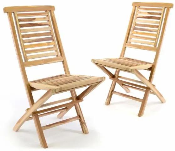 Set de 2 scaune pliabile DIVERO&quot;Hantown&quot;-lemn masiv de tec