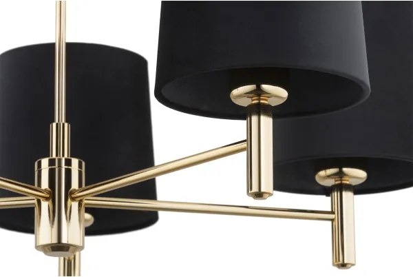 Brilagi - Lustră pe tijă MONTE 5xE27/60W/230V negru/auriu