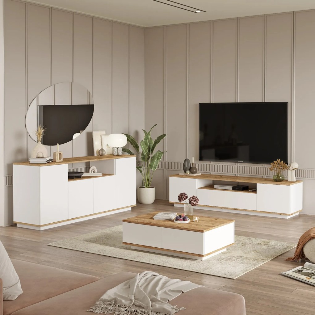 Mobilier living Freddie 18 (Pin atlantic + Alb). 1073055