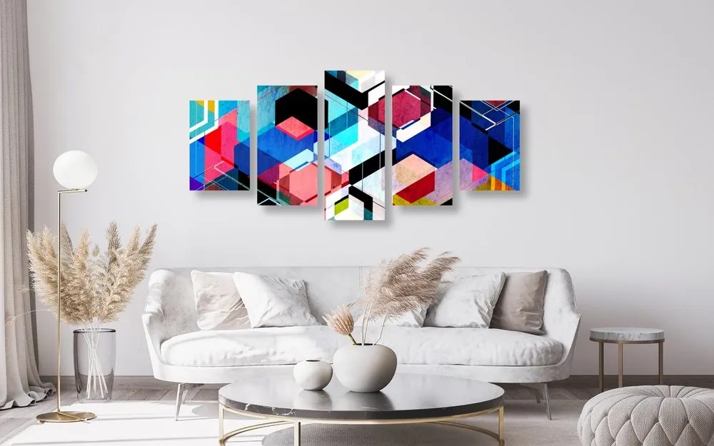 Tablou 5-piese geometrie abstractă