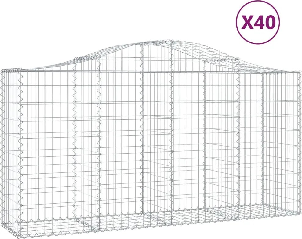 vidaXL Coșuri gabion arcuite 40 buc, 200x50x100/120cm, fier galvanizat