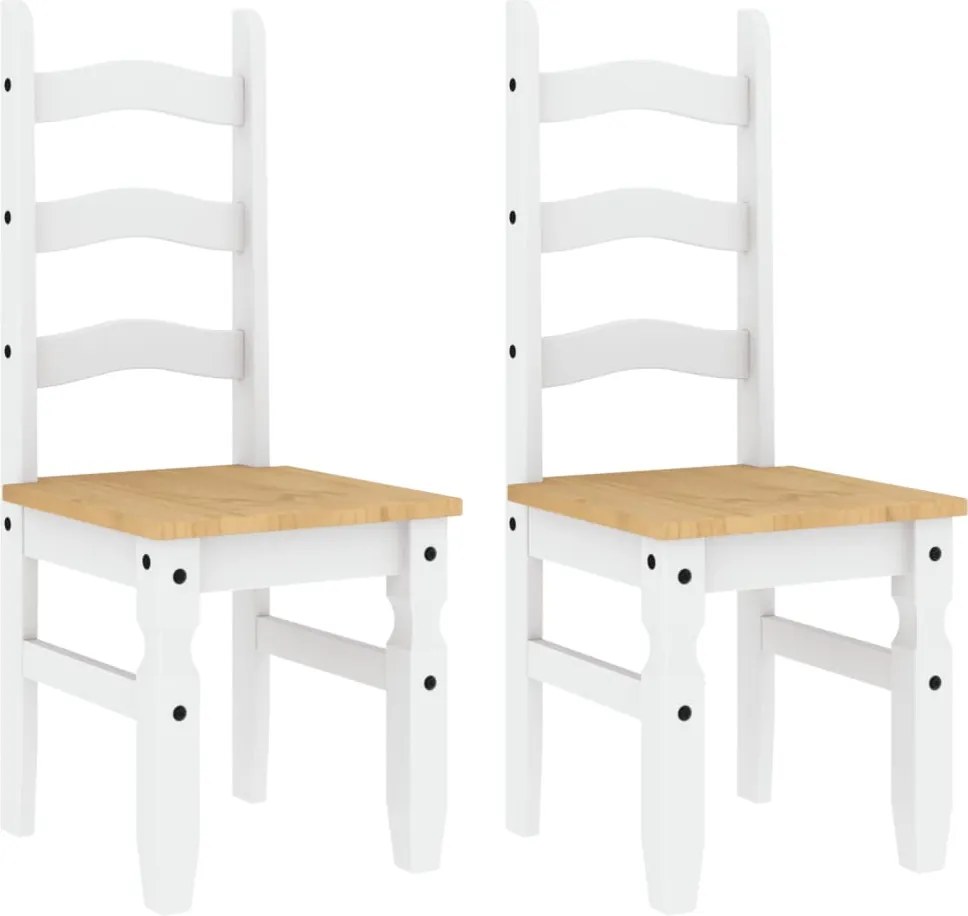 vidaXL Scaune de bucătărie Corona 2buc. alb 42x47x107cm lemn masiv pin