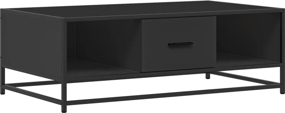 vidaXL Măsuță de cafea, negru, 100x57x35 cm, lemn prelucrat și metal