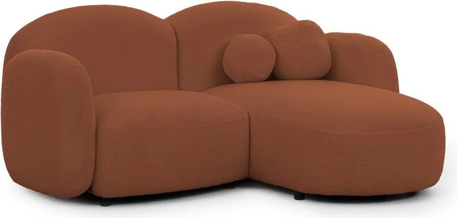 Colțar teracotă cu tapițerie din țesătură bouclé (cu colț pe partea dreaptă/cu șezlong) Orbit – Ropez