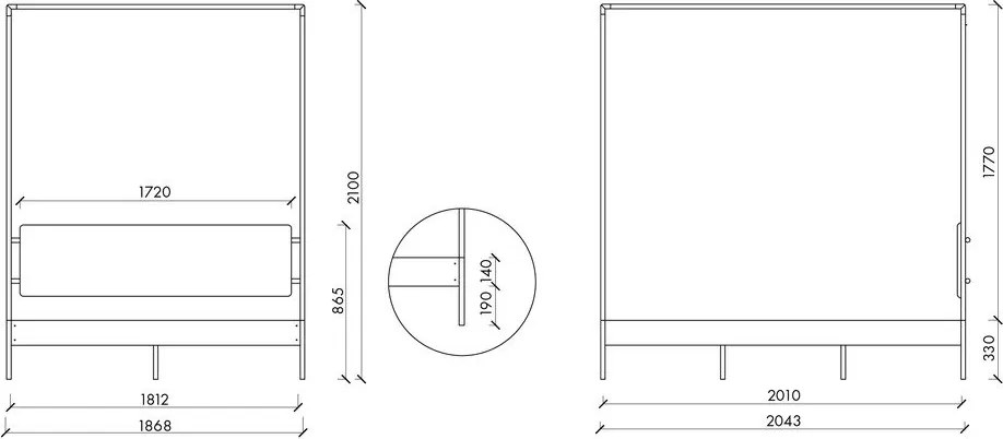 Pat matrimonial negru/bej tapițat din oțel cu baldachin cu somieră 180x200 cm Eton – noo.ma