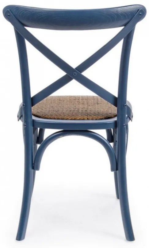 Scaun albastru din rachita si lemn de Ulm, Cross Bizzotto