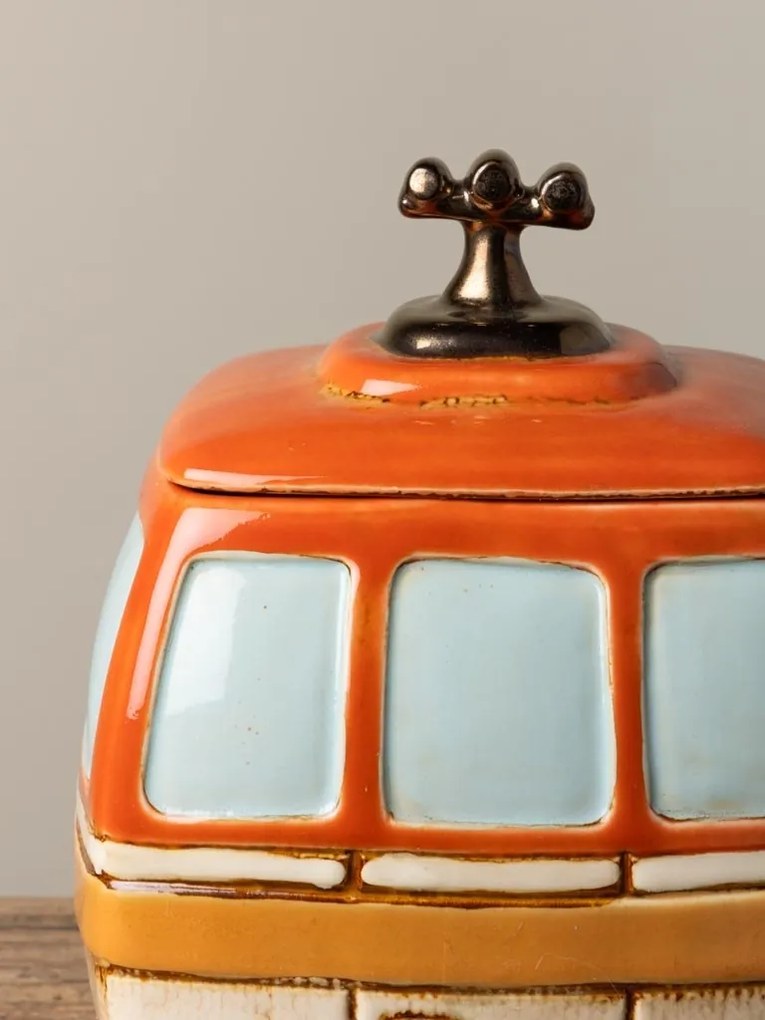 Cutie decorativa, din ceramica, portocalie, Box Cable