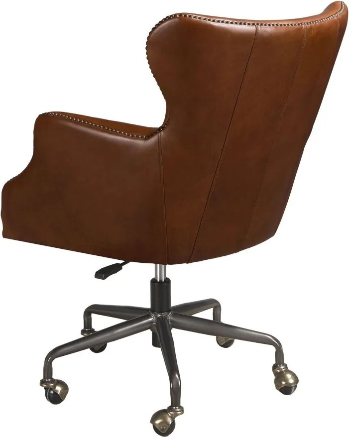 Scaun de birou pivotant design LUX, Piele Naturala, Dark brown