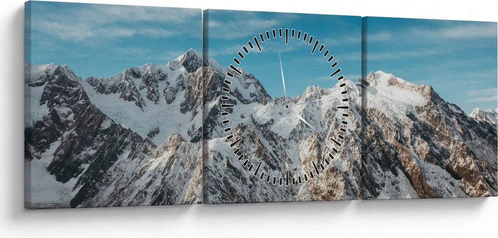Tablou cu vârfuri înzăpeziți, Fiordland (cu ceas) (90x30 cm)
