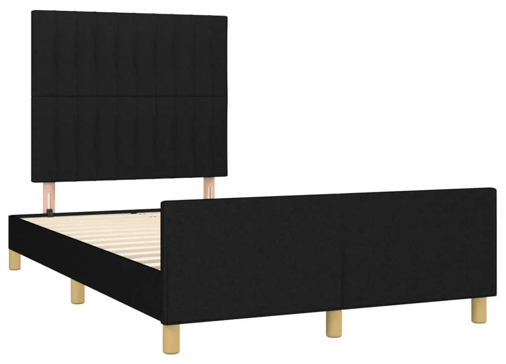 3270529 vidaXL Cadru de pat cu tăblie, negru, 120x190 cm, material textil