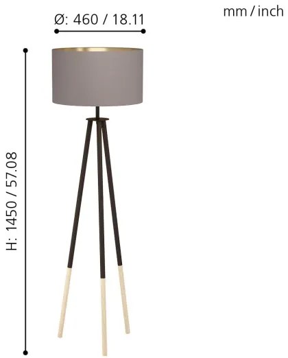 Eglo 44098 - Lampă de podea BIDFORD 1xE27/60W/230V