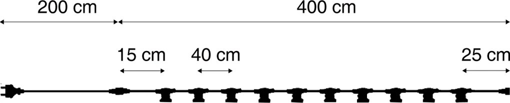 Ghirlandă luminoasă neagră conectabilă cu ștecher 6m Incl. E27 10 lumini IP44 - Lubber