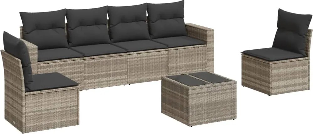 vidaXL Set canapele de grădină cu perne, 7piese gri deschis poliratan