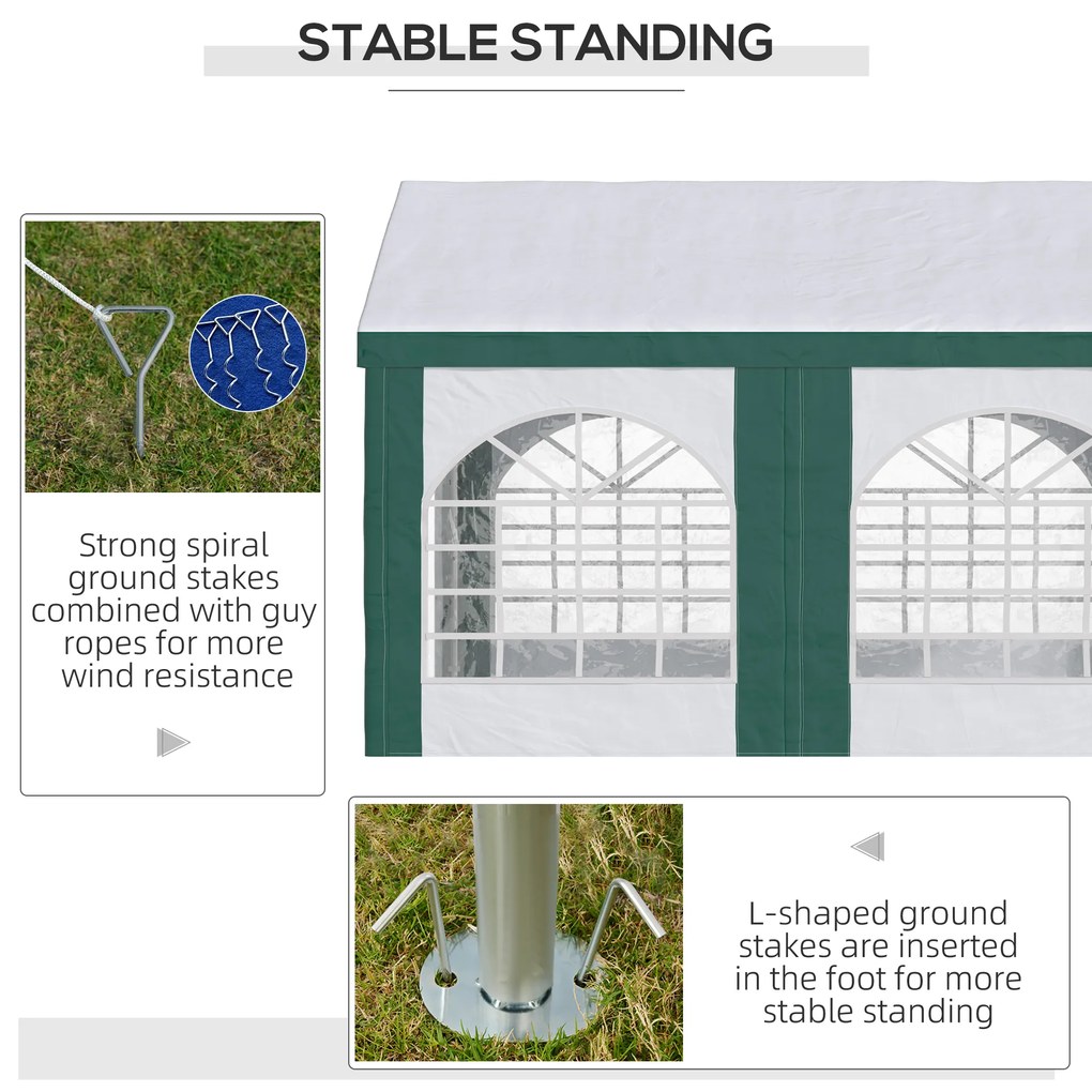 Cort pentru petreceri Outsunny, pereti laterali, 4 ferestre, usi duble, 4x3m| Aosom RO | Aosom Romania