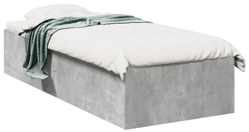 vidaXL Cadru de pat, gri beton, 90x200 cm, lemn prelucrat