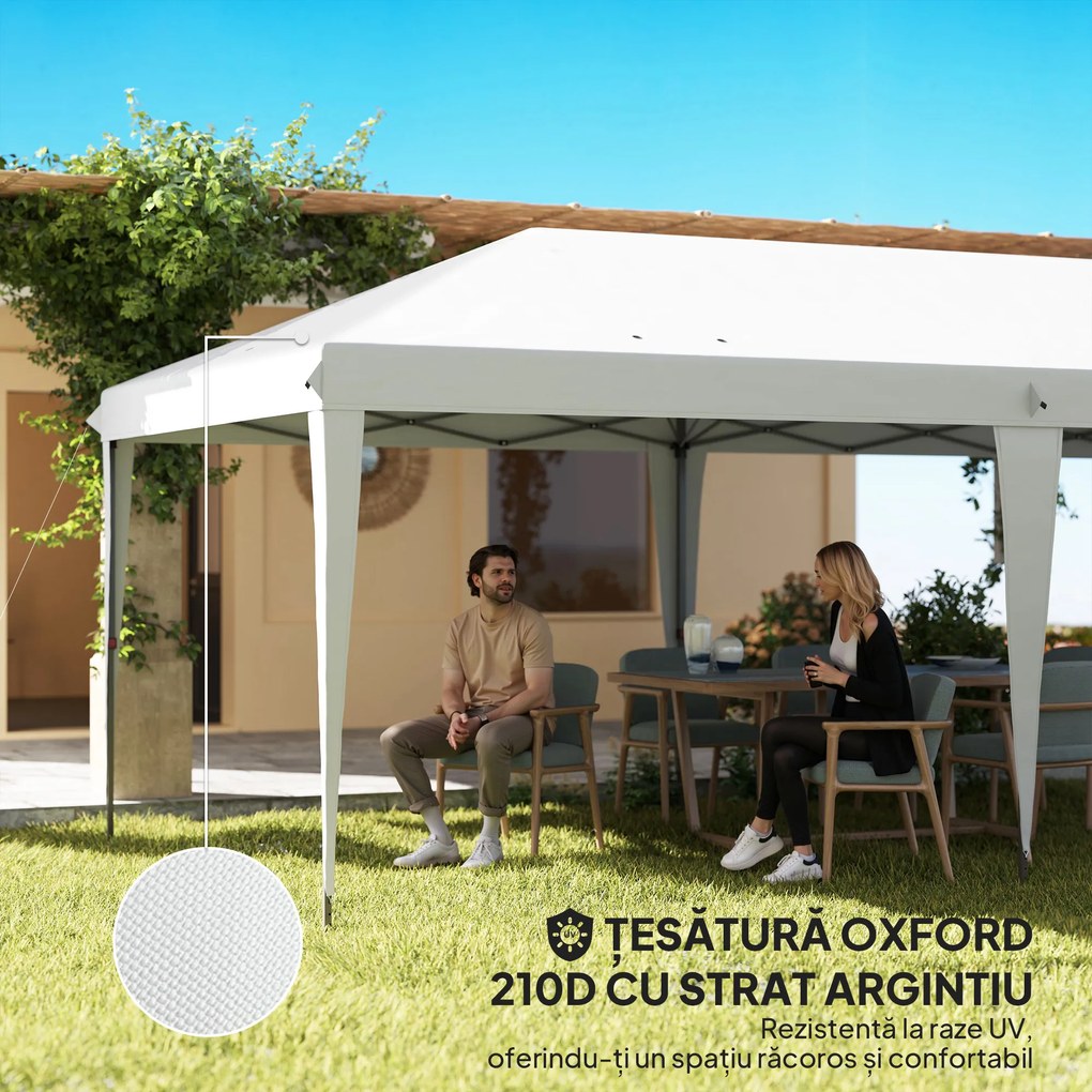 Outsunny Pavilion 6 x 3 m pop-up pliabil pentru grădină, geantă inclusă, oțel epoxidic, Oxford densitate mare, gri | Aosom Romania