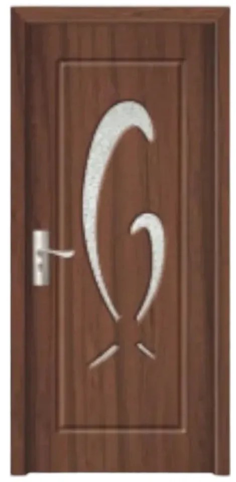 Usa Interior din MDF Novo Doors ND219, Cadru din Lemn Masiv, Geam Sablat, KIT COMPLET, Toc , Manere si balamale incluse (Culoare: Nuc, Toc: Fix,