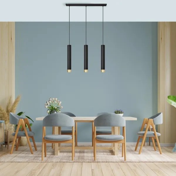 LED Lustră pe cablu TUBA 3xGU10/4,8W/230V neagră/aurie