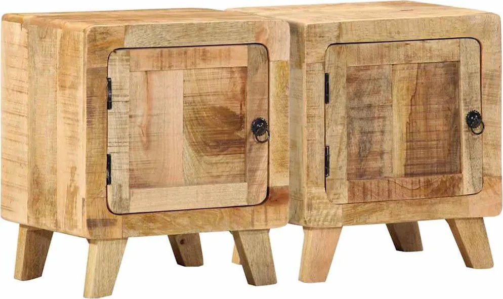 vidaXL Noptiera 2 buc 40x32x46 cm Lemn masiv Mango brut