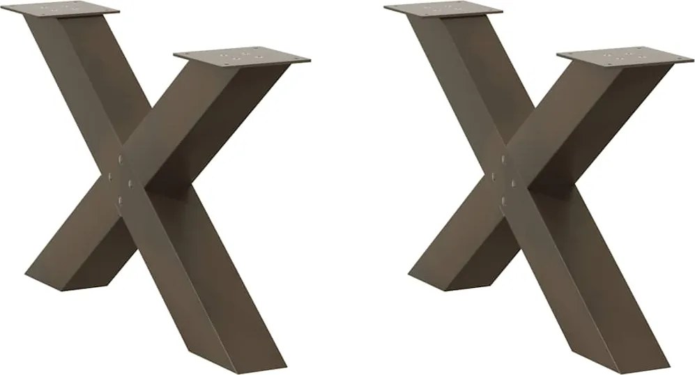 vidaXL Picioare pentru masă de cafea în formă de X, 2 buc., oțel natural, 70x(42-43) cm