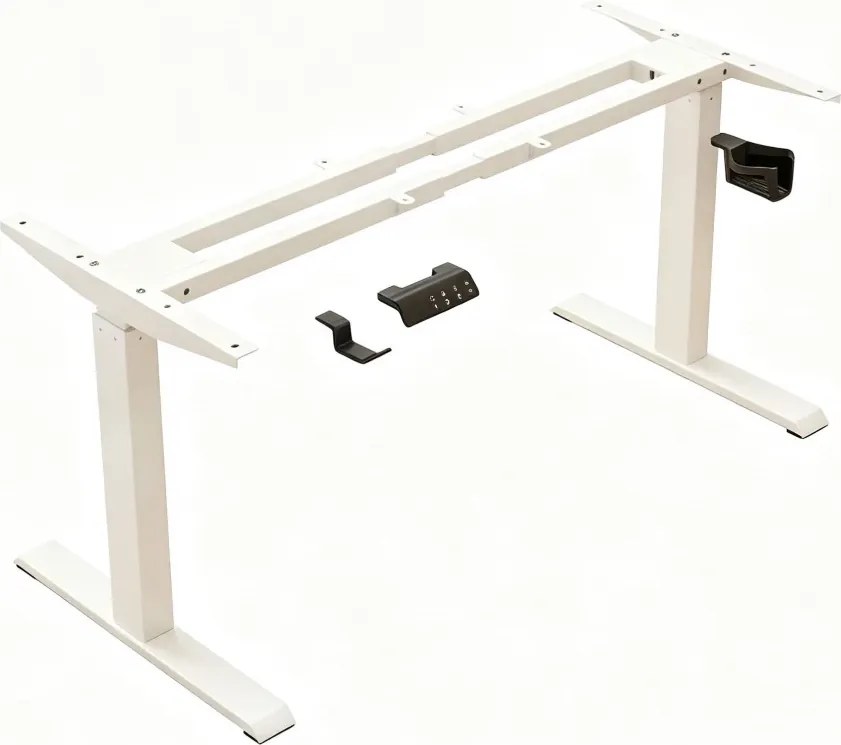 VARYON D16 – Cadru electric pentru birou, reglabil pe înălțime 72-117 cm și lățime 97-145 cm, 2 motoare, 3 memorii, sistem anti-coliziune, 150 kg, Alb