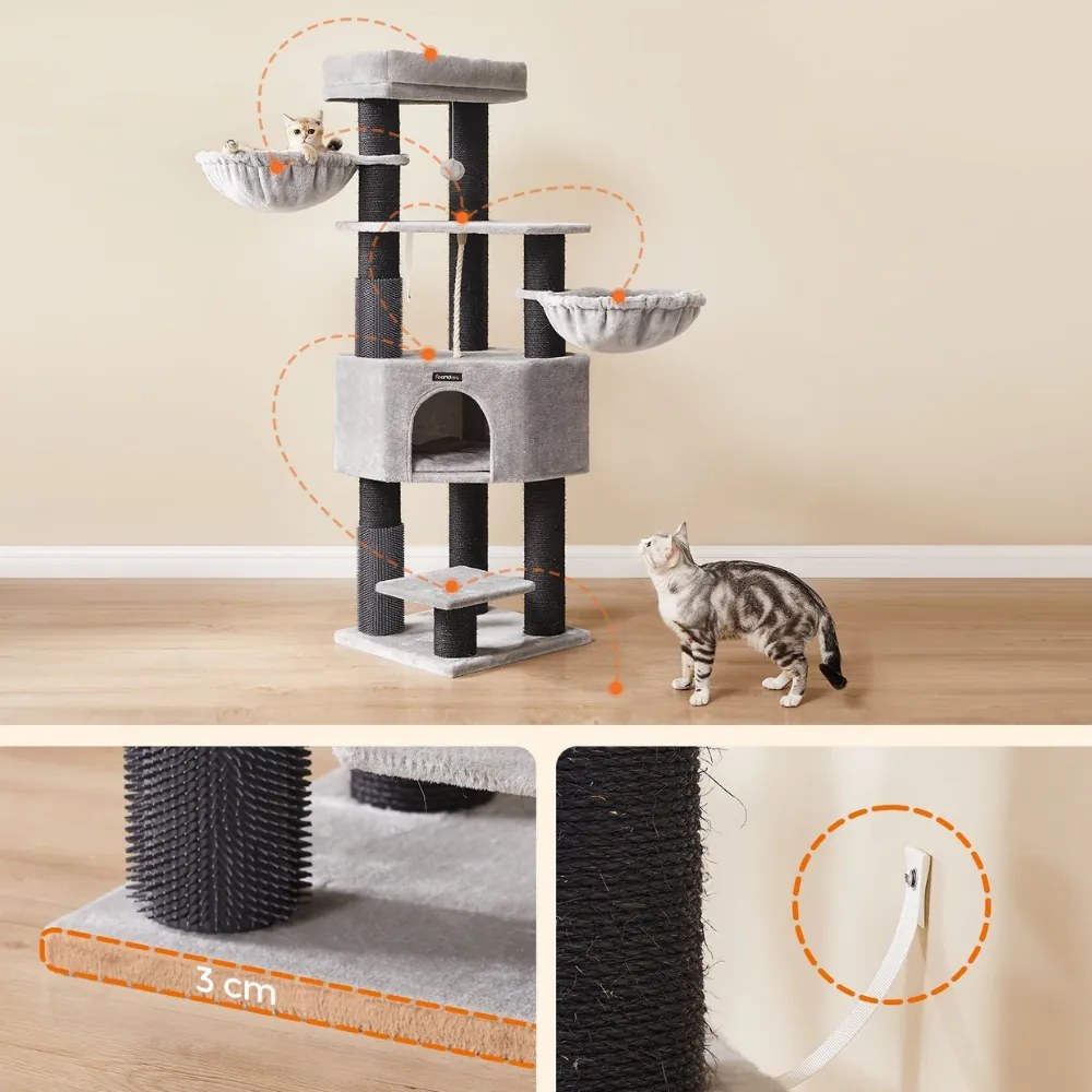 Copac pentru pisici ONYX, 50x50x160cm, gri/negru Feandrea