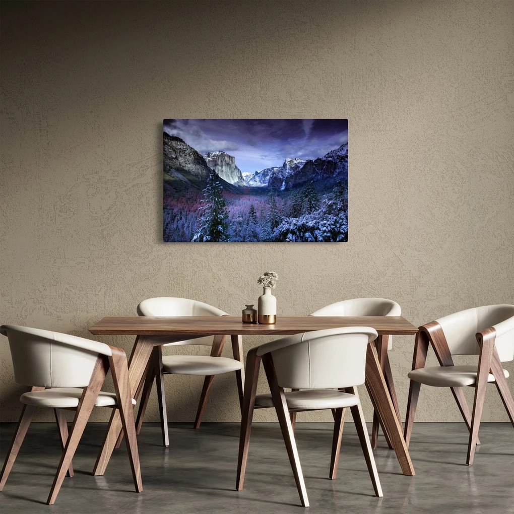 Tablou cu peisaj montan iarna (90x60 cm)
