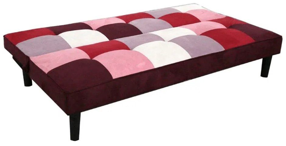 Canapea extensibilă, material textil roşu/alb, ARLEKIN