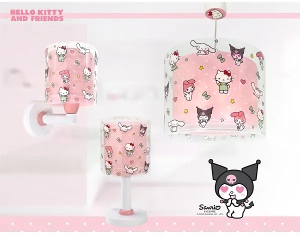 Dalber 41252 - Lustră pentru copii HELLO KITTY&FRIENDS 1xE27/15W/230V roz
