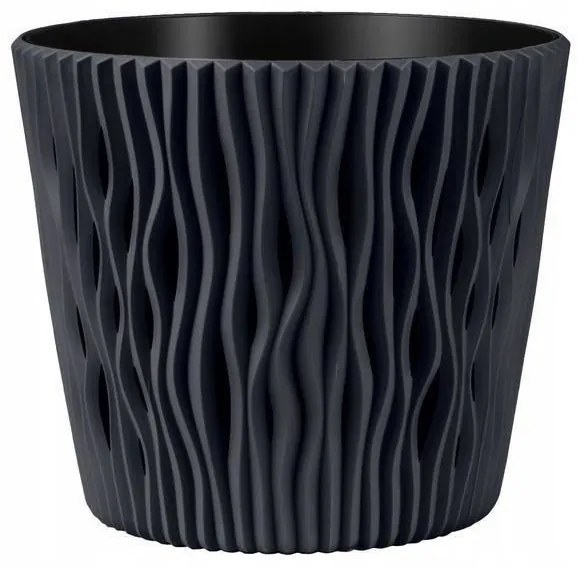Ghiveci decorativ de flori, rotund, antracit, 15.8x13.8 cm, Sandy Round