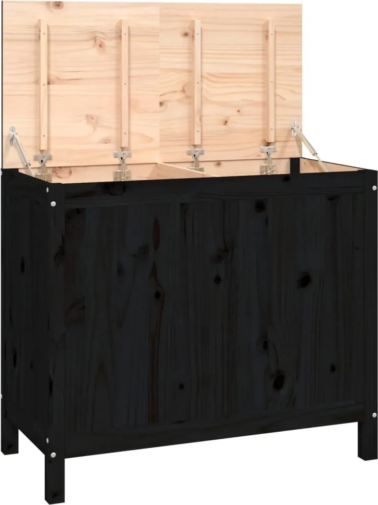 vidaXL Cutie de rufe, negru, 88,5x44x76 cm, lemn masiv de pin