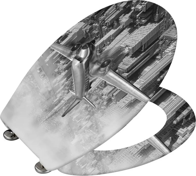 Capac WC cu închidere lentă Wenko Old Time Plane, 45 x 37,5 cm