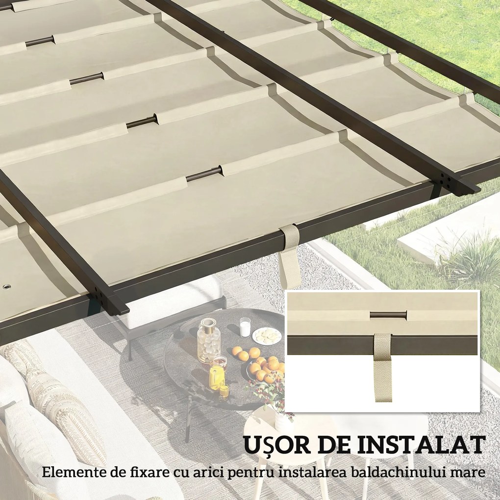 Outsunny Prelată pentru Pergolă cu 10 Orificii de Drenaj, Material Poliester UV30+, Doar Acoperire, 288x298 cm, pentru Pergolă Grădină 3x3m, Bej | Aosom Romania