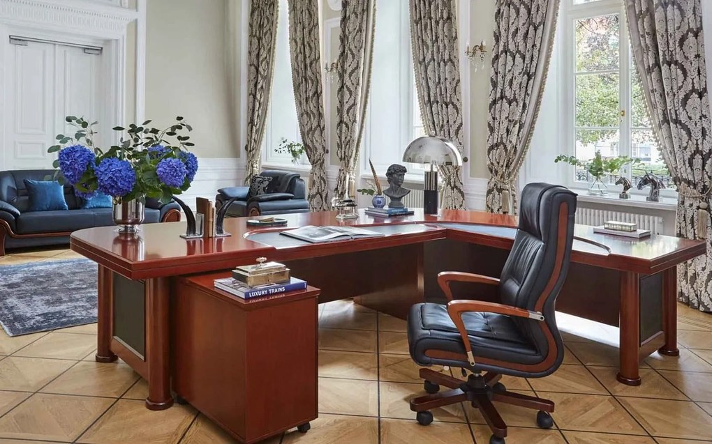 Birou lemn masiv Toronto Imperial 280x230/, 330 × 240 × 77 cm - 330x240x77cm
