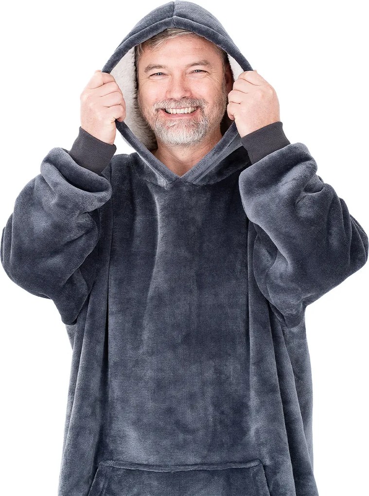 Hanorac din micropluș cu imitație blăniță 4Home Antracit, uni L - pentru bărbați