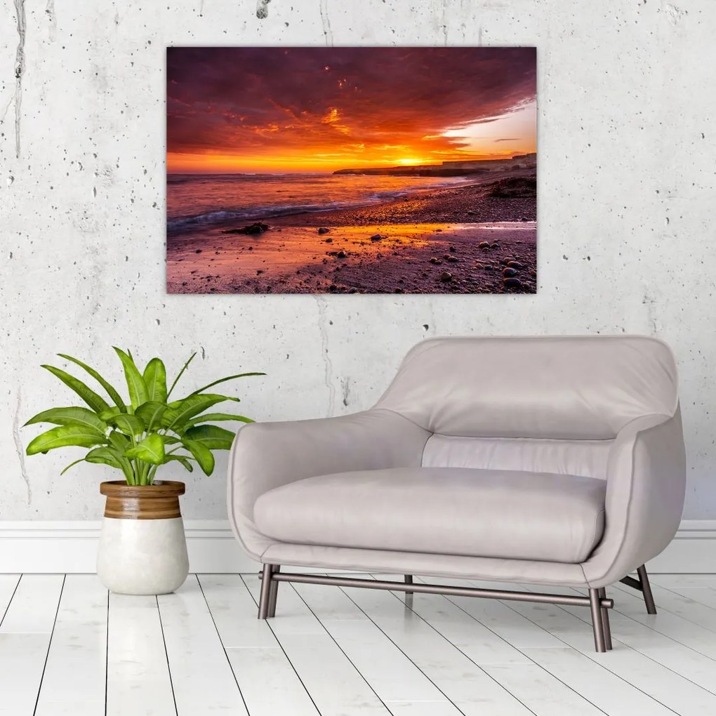 Tablou cu apus de soare la mare (90x60 cm)