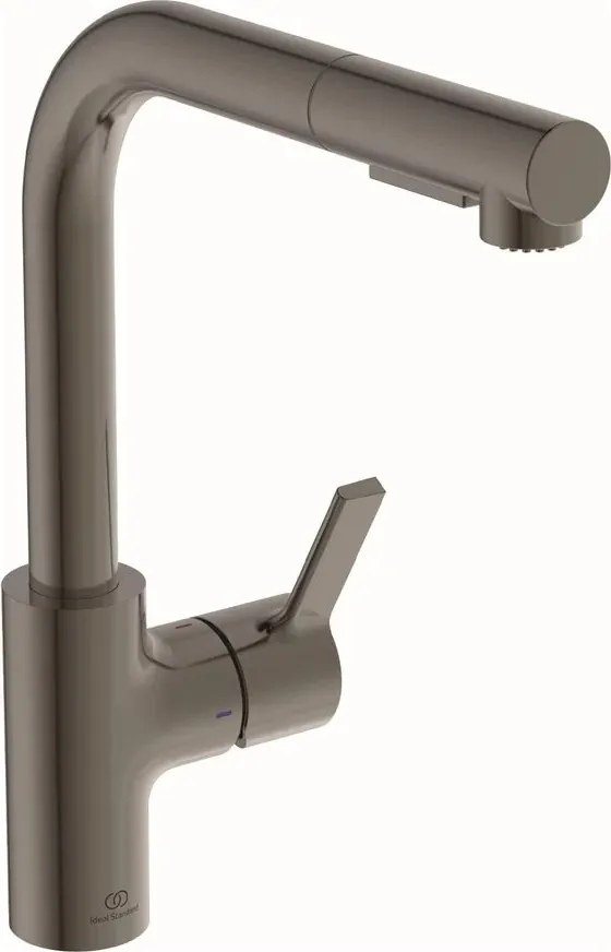 Baterie bucatarie cu dus extactibil Ideal Standard Gusto 295 gri Magnetic Grey 2 tipuri de jet