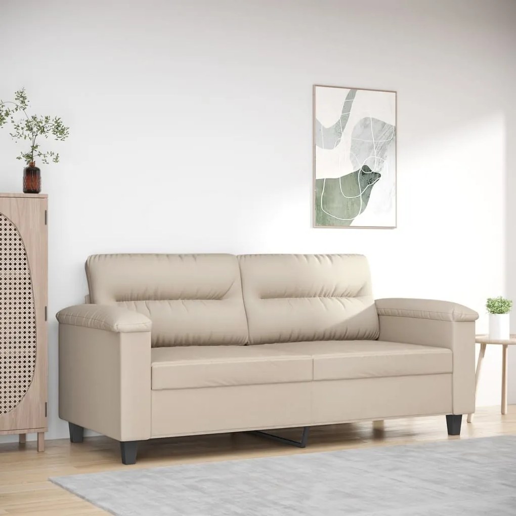 349225 vidaXL Canapea cu 2 locuri, crem, 140 cm, țesătură microfibră