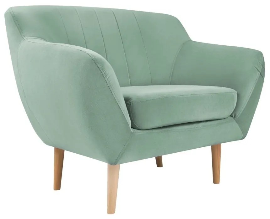Fotoliu cu tapițerie din catifea Mazzini Sofas Sardaigne, verde mentol
