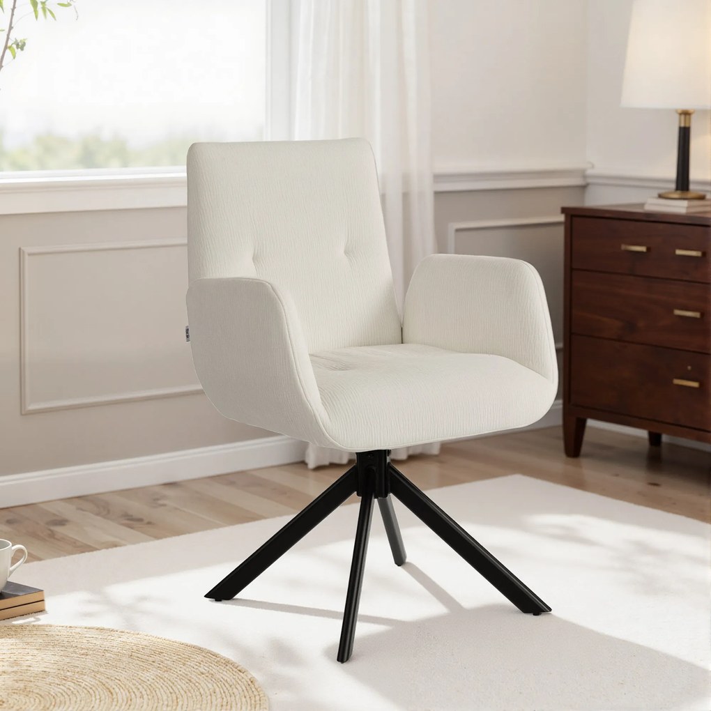 HOMCOM Fotoliu tapițat, fotoliu accent, design modern, rotativ, până la 120 kg, alb crem | Aosom Romania