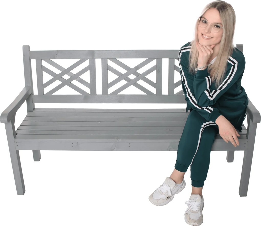 Bancă de grădină din lemn, gri, 150 cm, FABLA