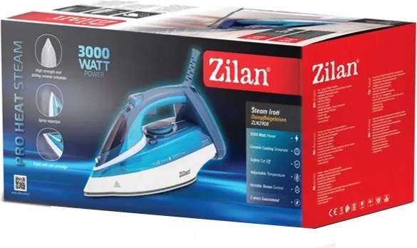 Fier de calcat Zilan ZLN2908 Albastru, 3000W, talpa ceramica, temperatura ajustabila