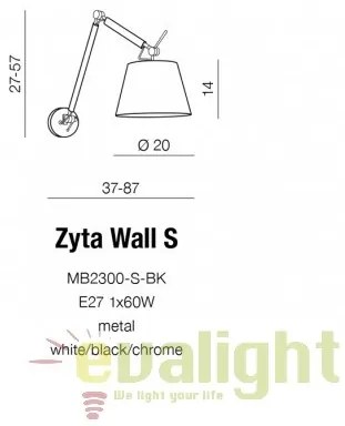 Aplica perete directionabila design modern ZYTA S gri